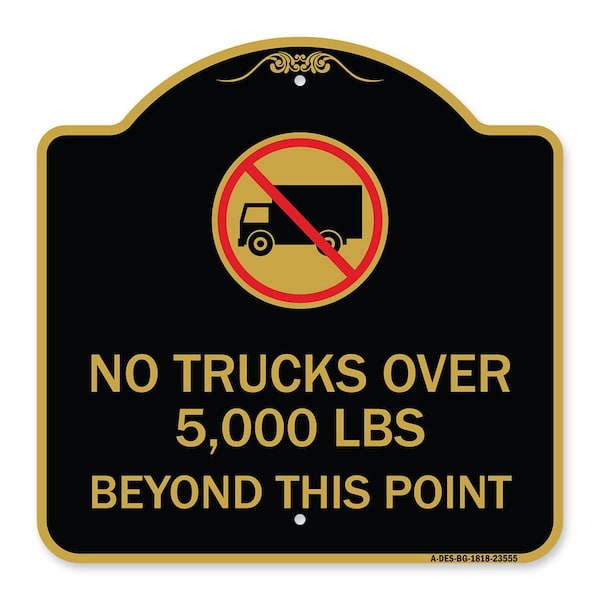 Signmission No Trucks Over Editable Weight Beyond This Point W/ Graphic Heavy-Gauge Alum, 18" H, BG-1818-23555 A-DES-BG-1818-23555 - main